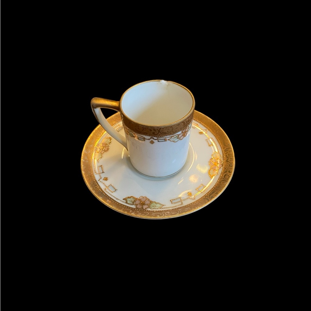 Antique Nippon demitasse cup & saucer hand painted gold guild Morimura Bros - Picture 2 of 7